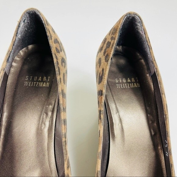 Stuart Weitzman Animal Leopard Cheetah Print Suede Leather Wedge Shoes Size 7.5 - Picture 7 of 16